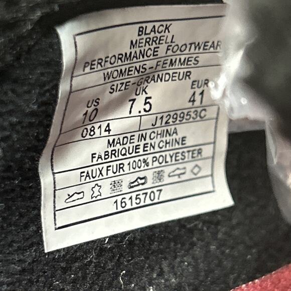 Merrell Women’s Suede Shoes US 10 Black Faux Fur Lined Hiking Casual - Picture 6 of 7